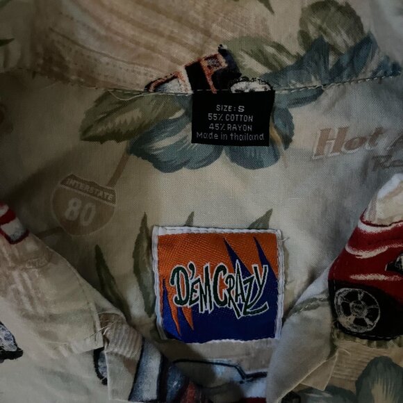 Vintage Dem Crazy 50's Theme Hawaiian Shirt Classic Car August Nights Size Small - Picture 3 of 5